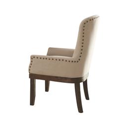 Landon Arm Chair (1Pc), Beige Linen & Salvage Brown