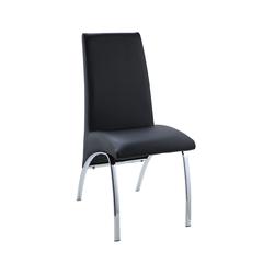 Pervis Side Chair (Set-2) Black Synthetic Leather & Chrome