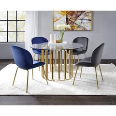 Chuchip Side Chair (Set-2) Gray Velvet & Gold
