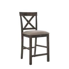 Martha II Counter Height Chair (Set-2) Tan Linen & Weathered Gray