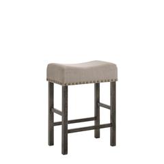 Martha II Counter Height Stool (Set-2) Tan Linen & Weathered Gray