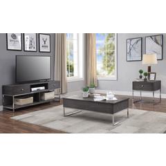 Iban End Table Gray Oak & Chrome
