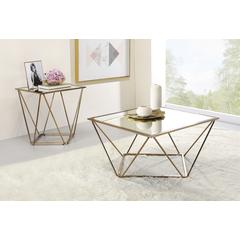 Fogya End Table Mirrored & Champagne Gold