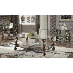 Versailles End Table Antique Platinum & Clear Glass