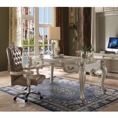 Versailles Executive Office Chair Vintage Gray Synthetic Leather & Bone White