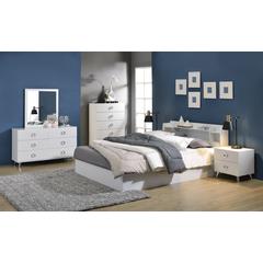 Perse Queen Bed w/Storage White