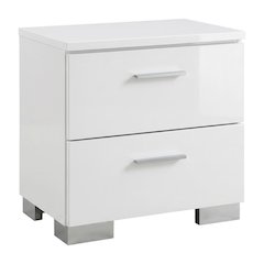 White Nightstand with Chrome Legs for Modern Bedroom Decor
