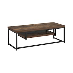 Weathered Oak & Black Metal TV Stand with Elegant Storage Design