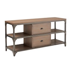 Industrial-style TV stand, Weathered Oak, Antique Silver, metal, wood veneer