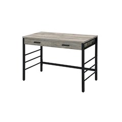 Light Weathered Oak And Black Finish Office Desk With Built-In Usb Port