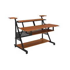 Industrial Style Office Desk With Cherry And Black Finish