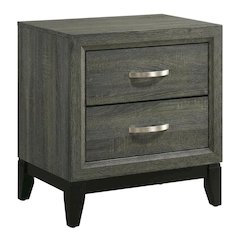Weathered Gray Nightstand with Transitional Style and Spacious Storage