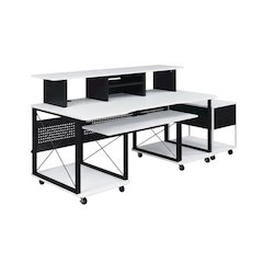 White And Black Finish Music Desk With Industrial Style And Rectangular Surface