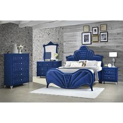 Dante Queen Bed Blue Velvet