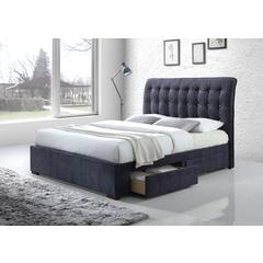 Drorit Eastern King Bed w/Storage Dark Gray Fabric