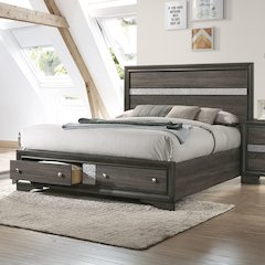 Naima Eastern King Bed w/Storage Gray