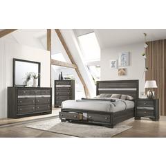 Naima Queen Bed w/Storage Gray