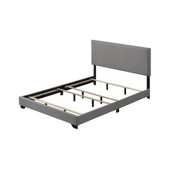 Leandros Queen Bed Light Gray Fabric