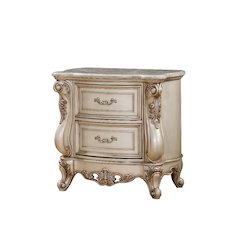 Gorsedd Nightstand Natural Marble Top & Golden Ivory