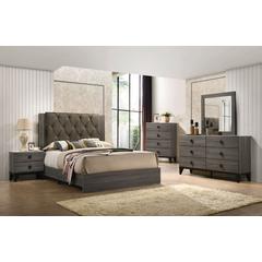 Avantika Eastern King Bed Fabric & Rustic Gray Oak