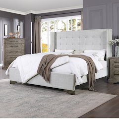 Artesia Queen Bed Tan Fabric & Salvaged Natural