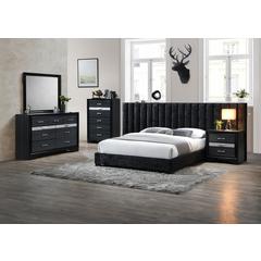 Rivas Queen Bed Black Fabric