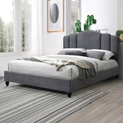 Giada Eastern King Bed Charcoal Fabric
