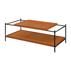 Coffee Table Honey Oak & Black Metal Frame MDF Top with Storage Shelf