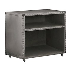 Vintage Brown Aluminum Nightstand with Usb Power Dock and Industrial Style