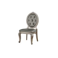 Northville Side Chair (Set-2) Synthetic Leather & Antique Silver