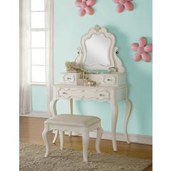 Edalene Vanity Desk w/Mirror Pearl White