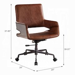 Kamau Swivel Office Chair Vintage Cocoa Top Grain Leather