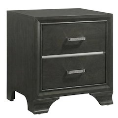 Gray Nightstand with Transitional Style and Spacious Surface for Bedroom Storage