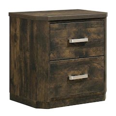 Rustic Walnut Nightstand with Transitional Style and Storage Space