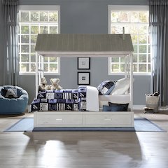 Tree House II Twin Bed Weathered White & Washed Gray