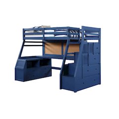 Jason II Twin Loft Bed w/Storage Navy Blue