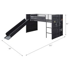 Cargo Twin Loft Bed w/Slide Gunmetal