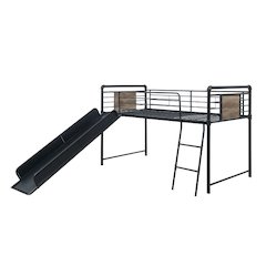 Cordelia Twin Loft Bed w/Slide Antique Oak, Sandy Black & Dark Bronze HandBrushe