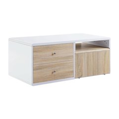 White High Gloss Coffee Table with Wood Veneer and Composite Wood Finish