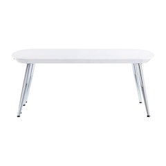 White and Chrome Coffee Table with Glass Top and Metal Frame Contemporary Design