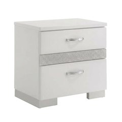 White High Gloss Nightstand with Contemporary Style and Storage Facility