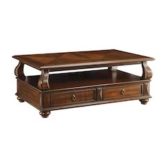 Walnut Wood Veneer Coffee Table with Rectangular Top and Transitional Design