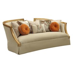 Daesha Sofa w/8 Pillows Tan Flannel & Antique Gold