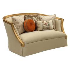 Daesha Loveseat w/5 Pillows Tan Flannel & Antique Gold