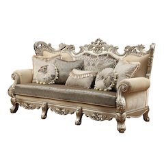 Ranita Sofa w/7 Pillows Fabric & Champagne