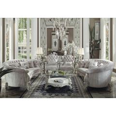 Versailles Sofa w/5 Pillows Ivory Fabric & Bone White