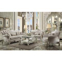 Versailles Loveseat w/3 Pillows Ivory Fabric & Bone White