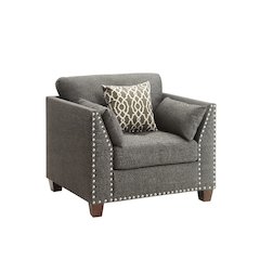 Laurissa Chair w/3 Pillows Light Charcoal Linen