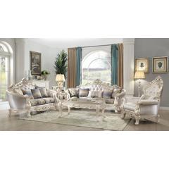 Gorsedd Sofa w/5 Pillows Fabric & Golden Ivory
