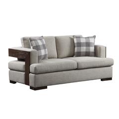 Niamey Loveseat w/2 Pillows Fabric & Walnut